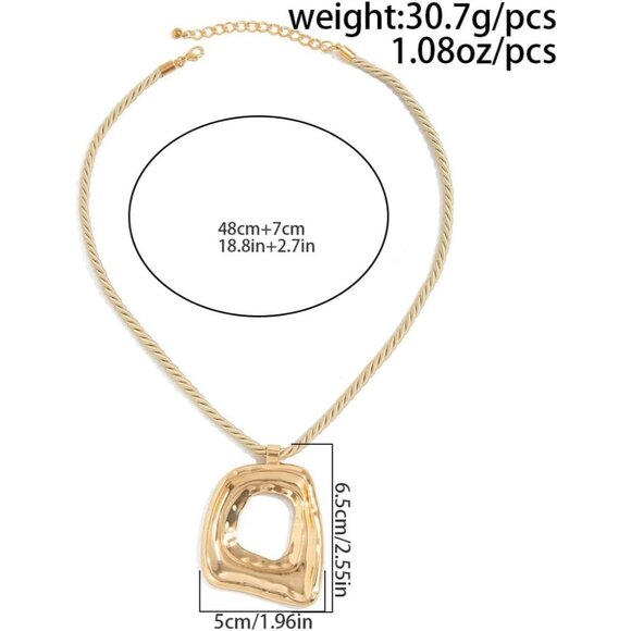 Modern Geometric Hollow Square Pendant Necklace for Women Gold Fashion Jewelry - Picture 3 of 5